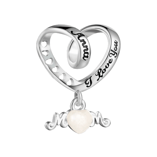 Gnoce Engravable 'I love you' MoM Glow-in-the-Dark Heart Charm_1