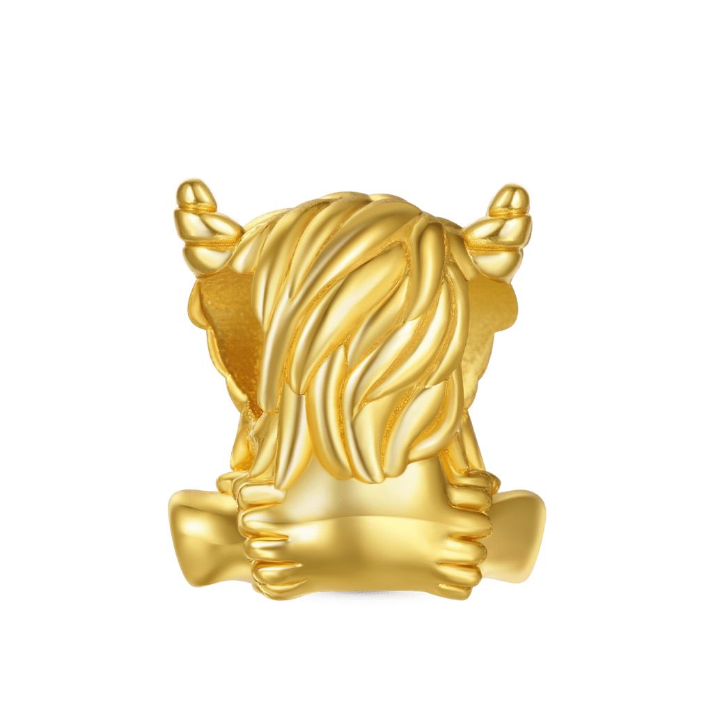 Gnoce 18K Solid Gold Scottish Highland Cow Charm_2