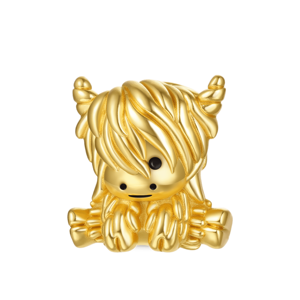 Gnoce 18K Solid Gold Scottish Highland Cow Charm_1