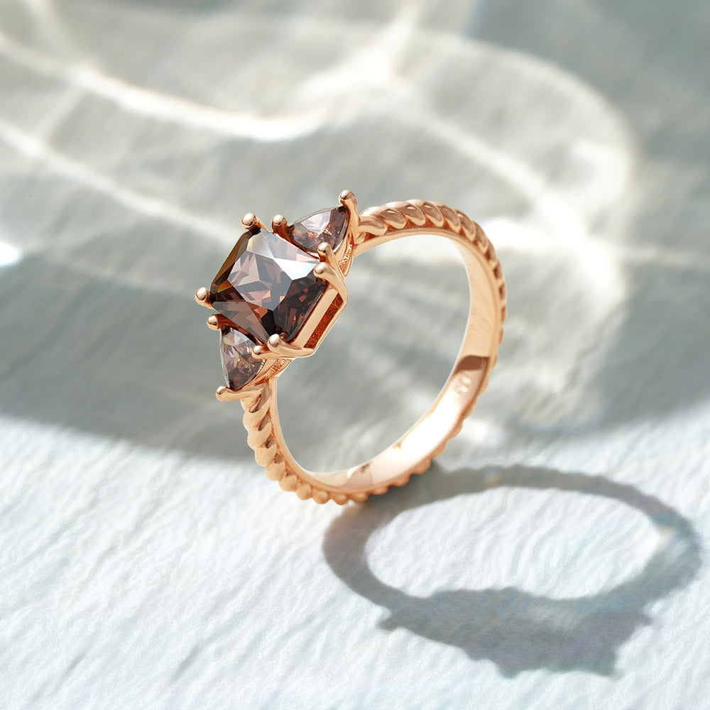 Radiant Brown Three-stone Engagement Ring_4