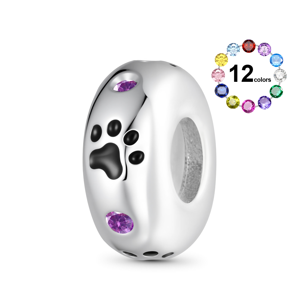 Gnoce Pet Paw Prints Birthstone Stopper Charm_1
