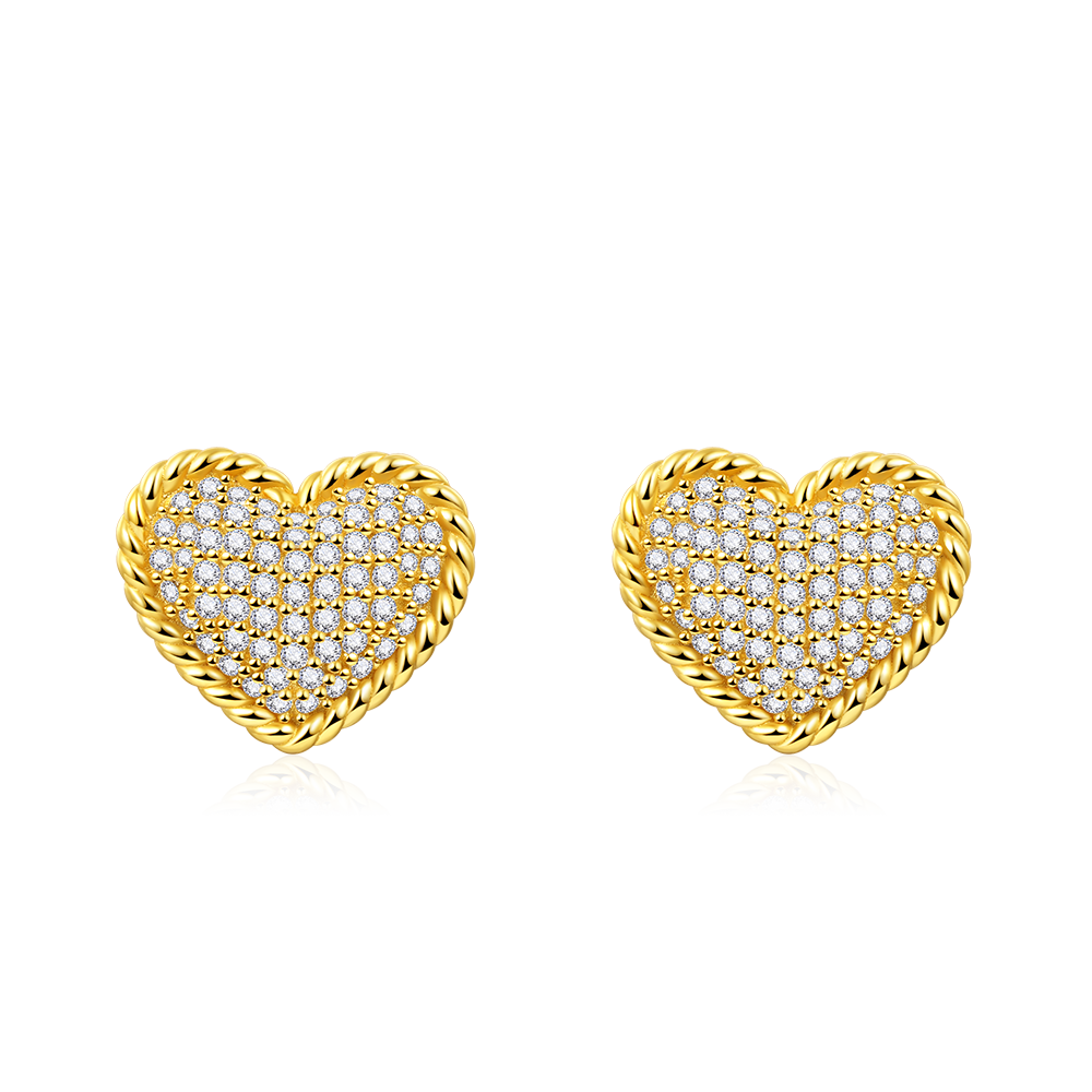 Gnoce Paved Heart Twisted Rope Stud Earrings_1
