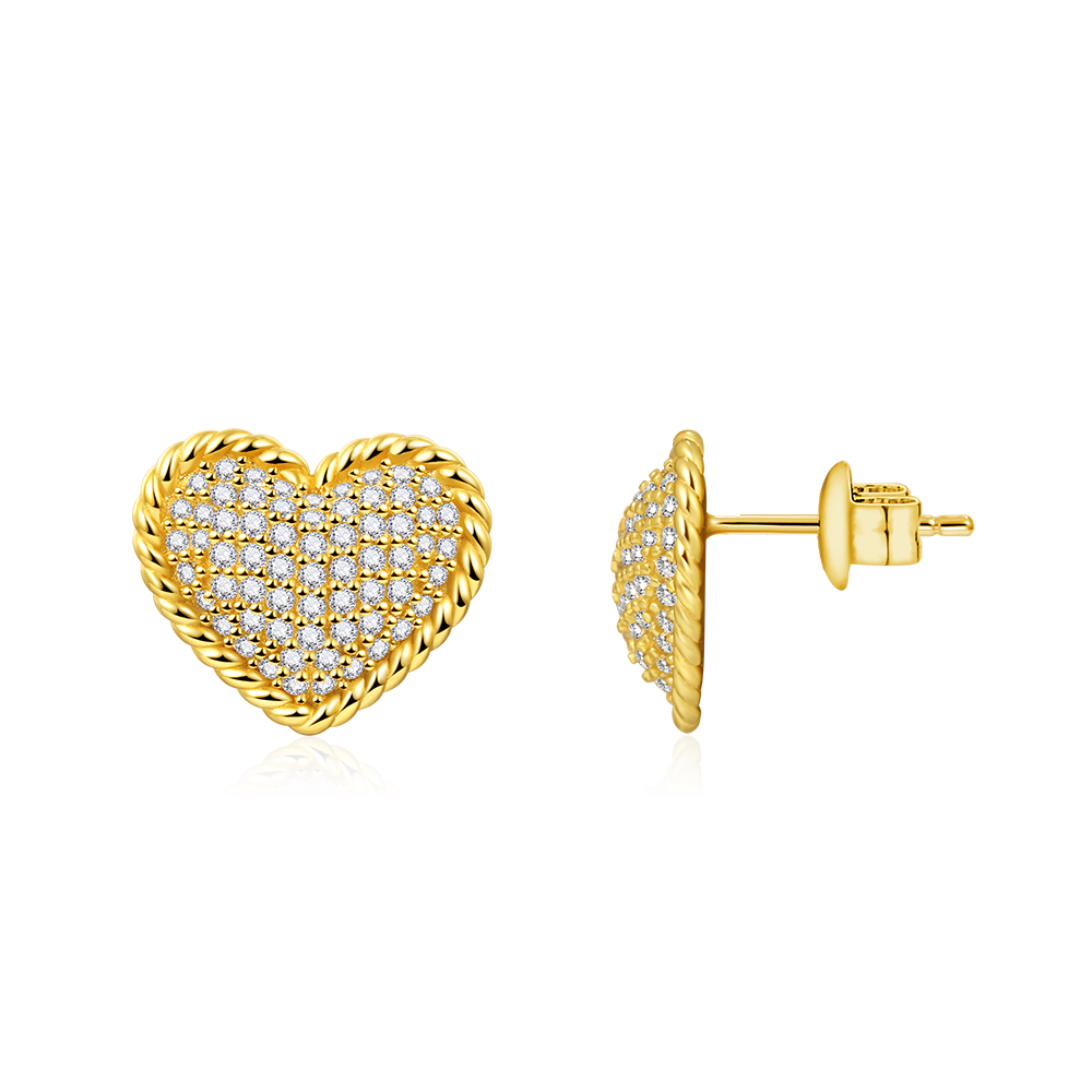 Gnoce Paved Heart Twisted Rope Stud Earrings_2