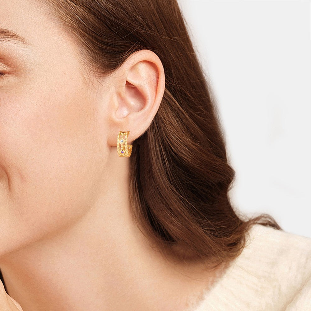 Gnoce Twisted Rope Colorful Gems Inlaided Hoop Earrings_5