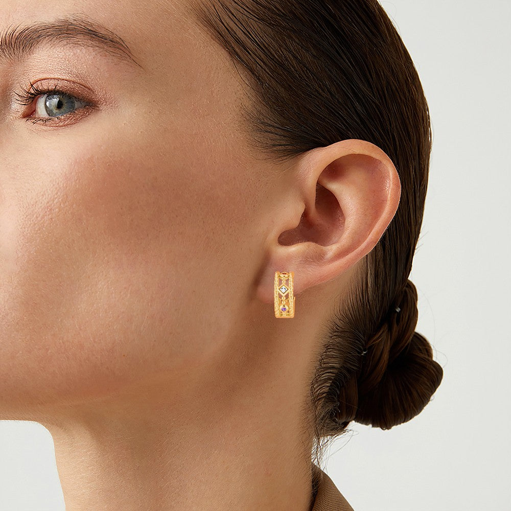 Gnoce Twisted Rope Colorful Gems Inlaided Hoop Earrings_6