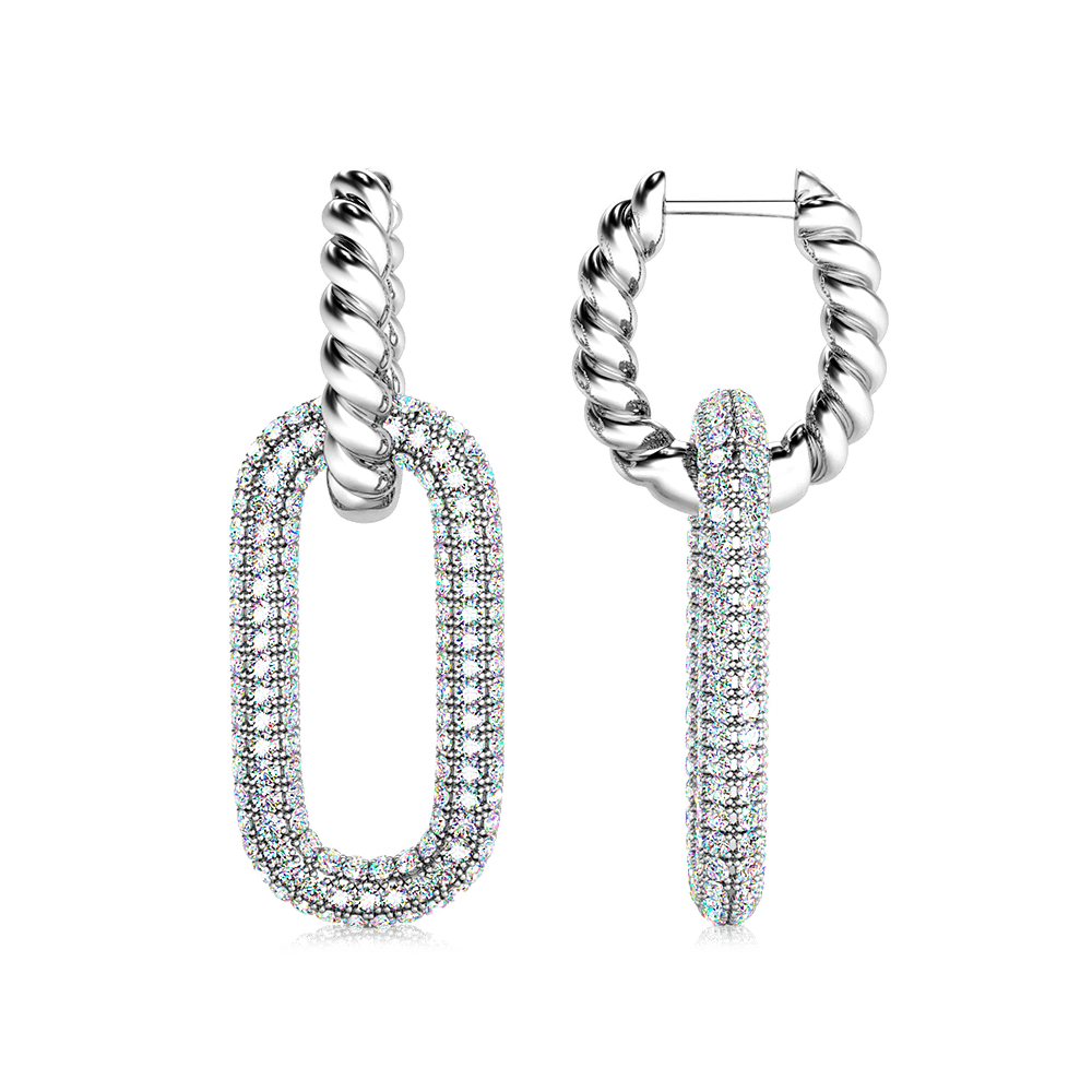 Gnoce CZ Zero Dangle Twisted Rope Hoop Charm Earrings_1