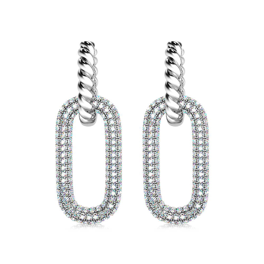 Gnoce CZ Zero Dangle Twisted Rope Hoop Charm Earrings_2