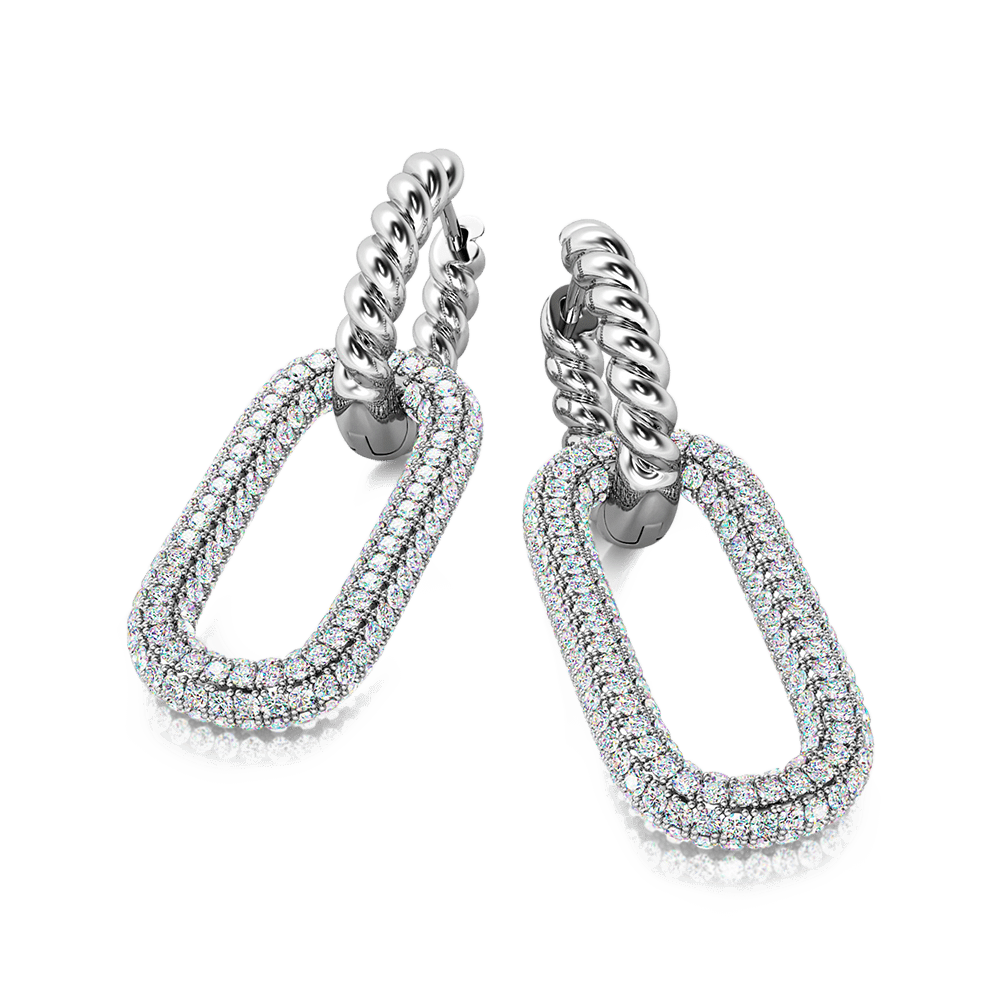 Gnoce CZ Zero Dangle Twisted Rope Hoop Charm Earrings_3