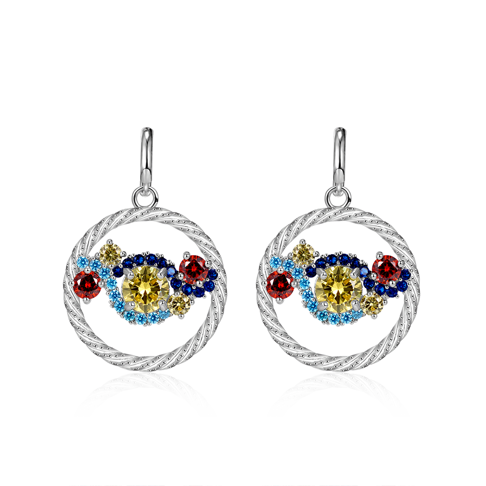 Gnoce Starry Night Inspired Twisted Rope pendant Drop Huggie Statement Earrings_1