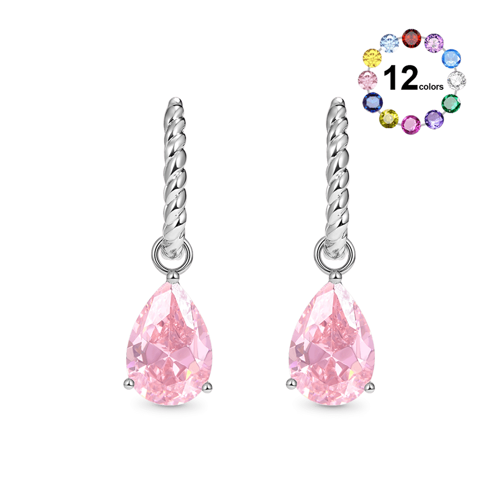 Gnoce Pink Teardrop English Lock Pendant Earrings_1