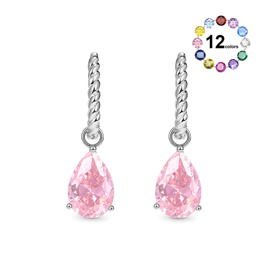 Gnoce Pink Teardrop English Lock Pendant Earrings_1