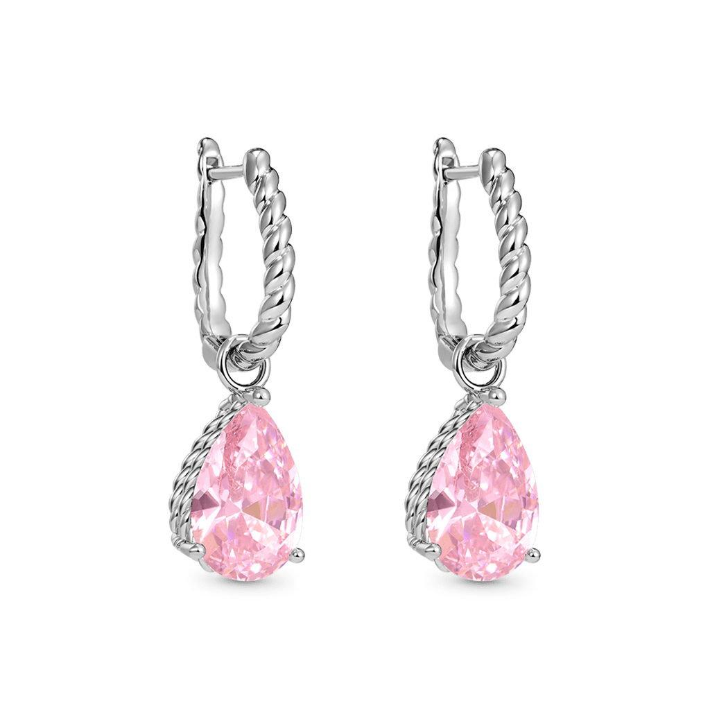 Gnoce Pink Teardrop English Lock Pendant Earrings_2