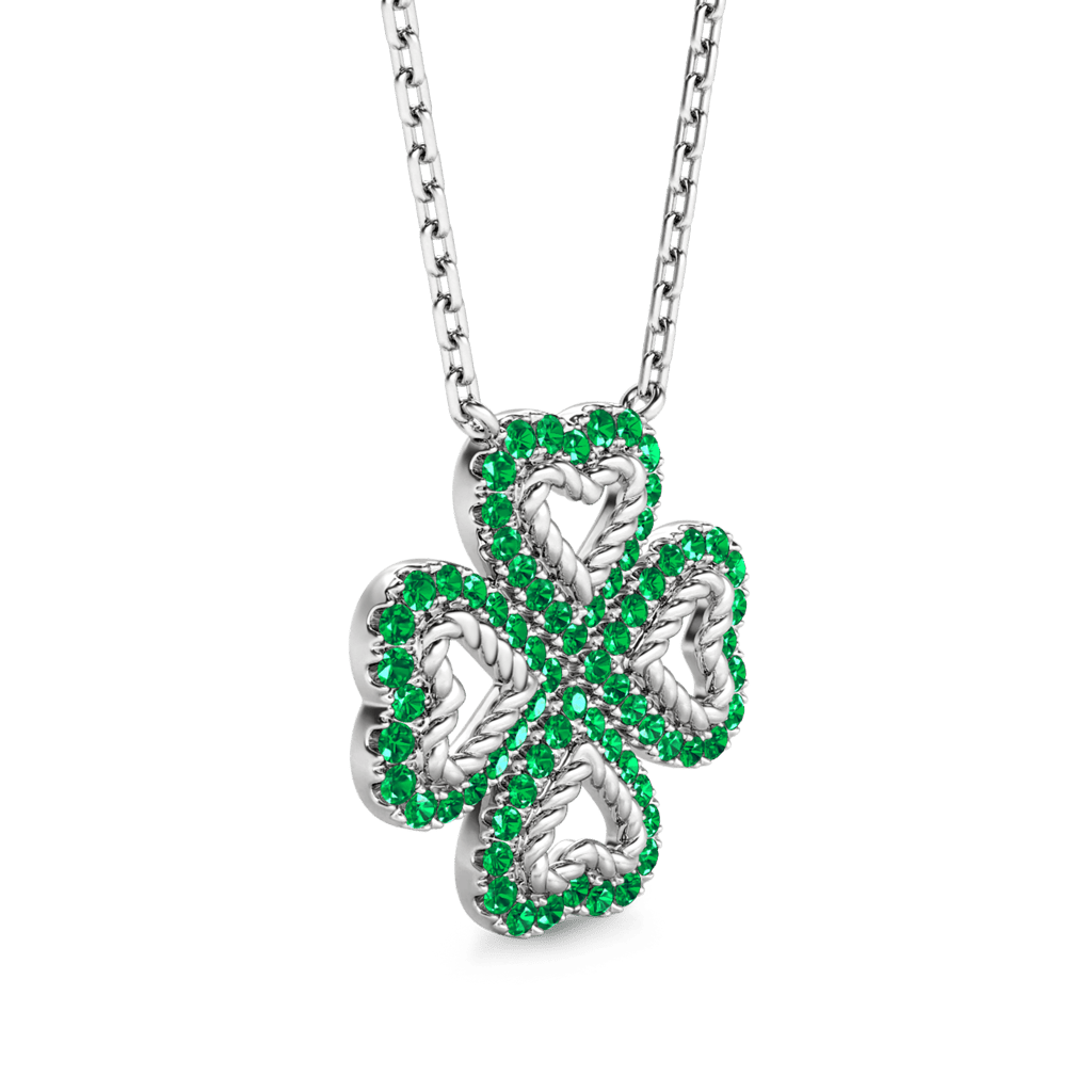 Gnoce Lucky Four-leaf Clover Twisted Rope Necklace_3