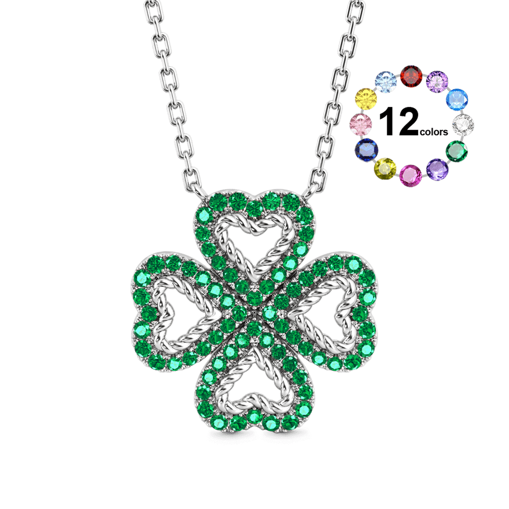 Gnoce Lucky Four-leaf Clover Twisted Rope Necklace_1