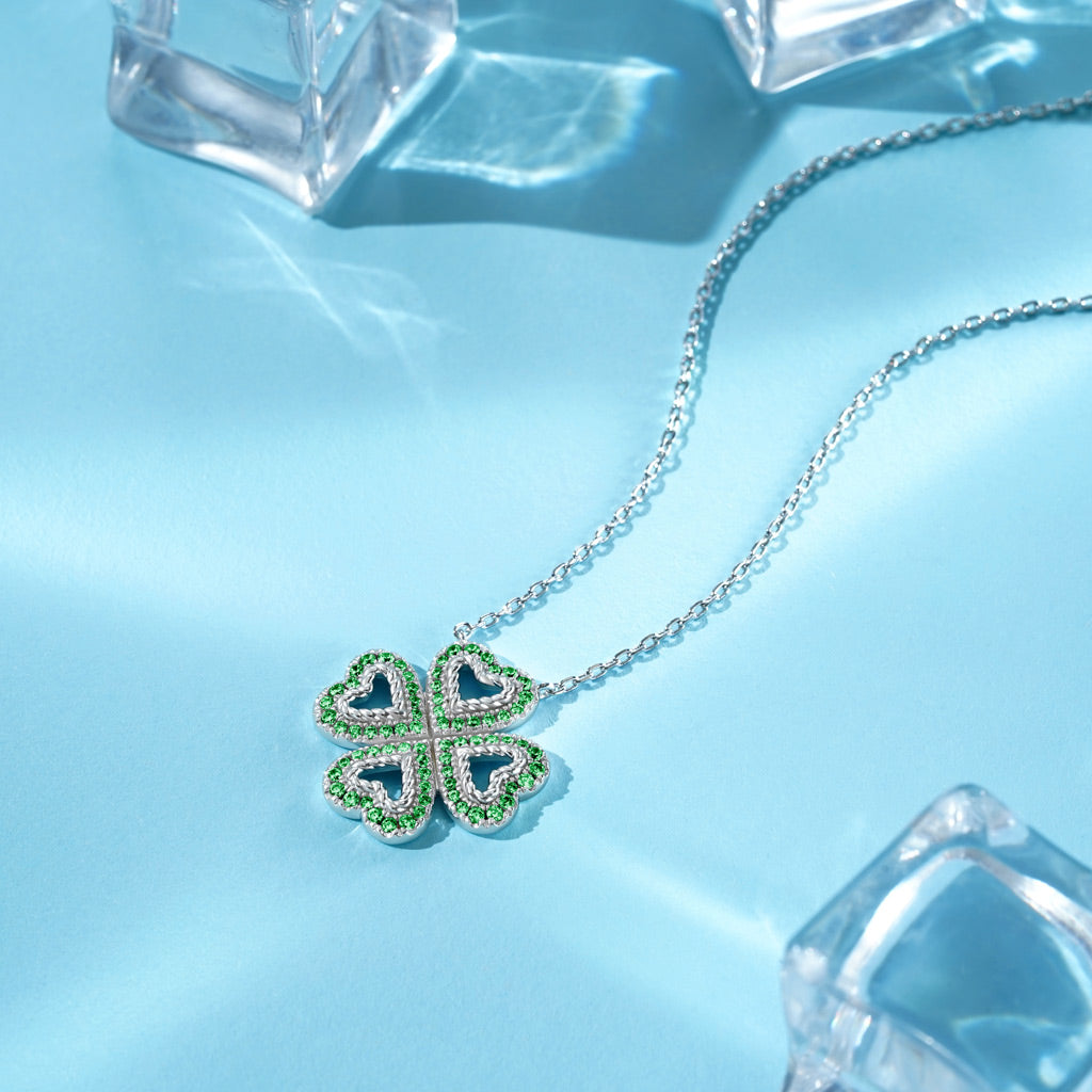 Gnoce Lucky Four-leaf Clover Twisted Rope Necklace_5
