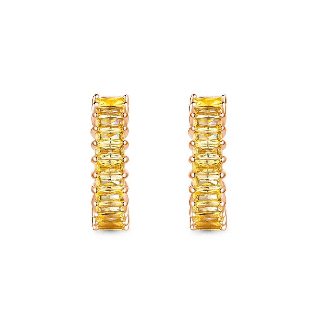 Gnoce Citrine Baguette Cut Eternity Hoop Earrings_2