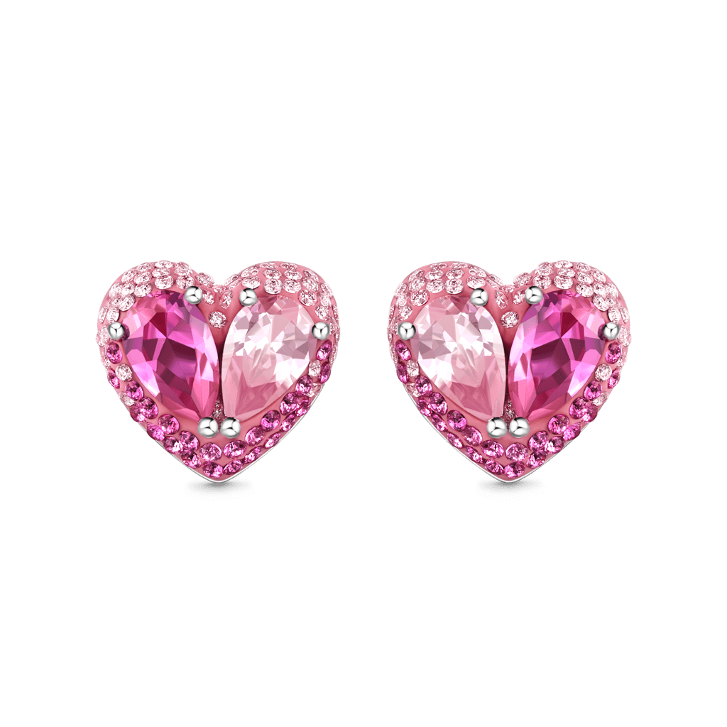 Gnoce Pink Heart-Shaped Pear-Shaped Stud Earrings_1