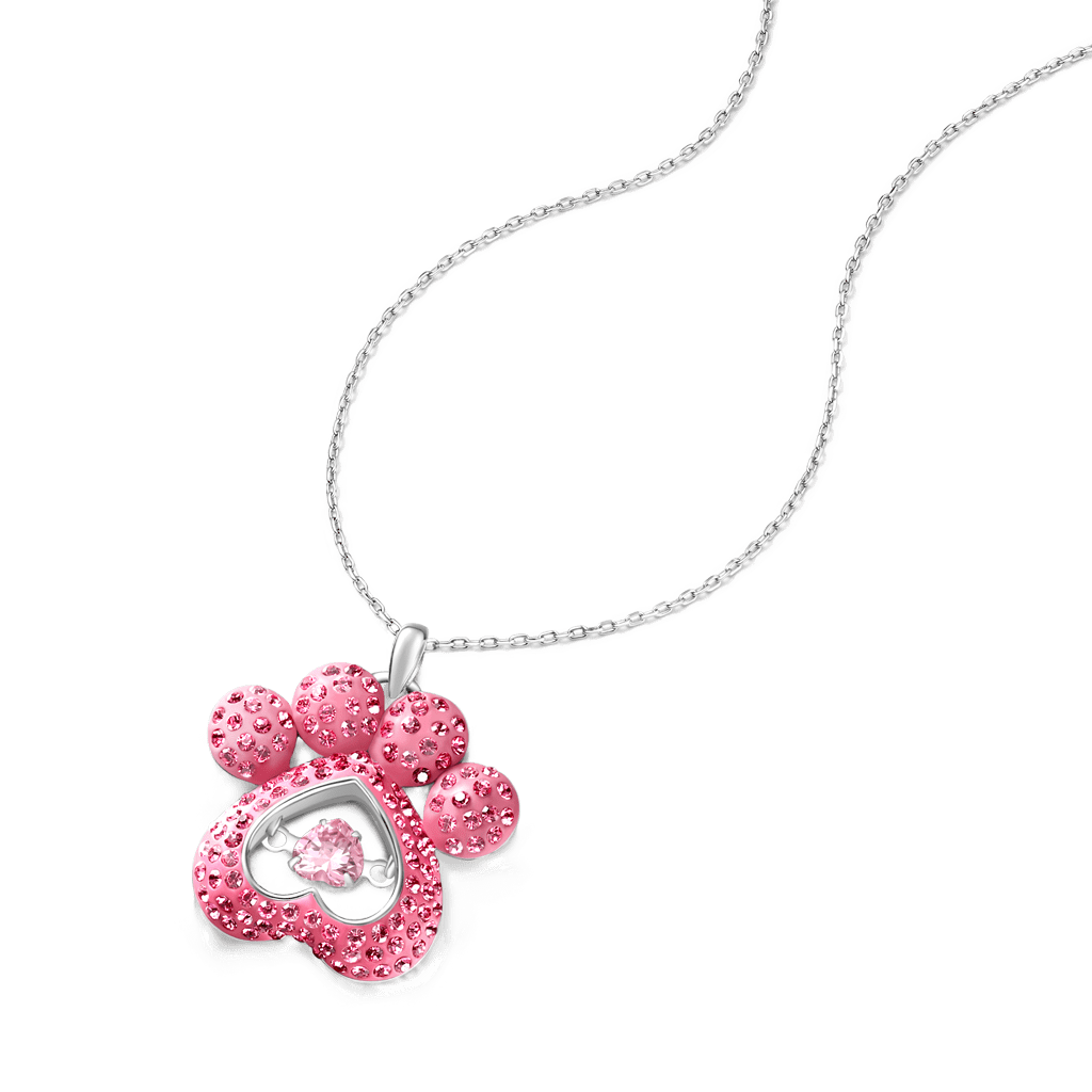 Gnoce Dog Paw Heart Dancing Pendant Necklace_4