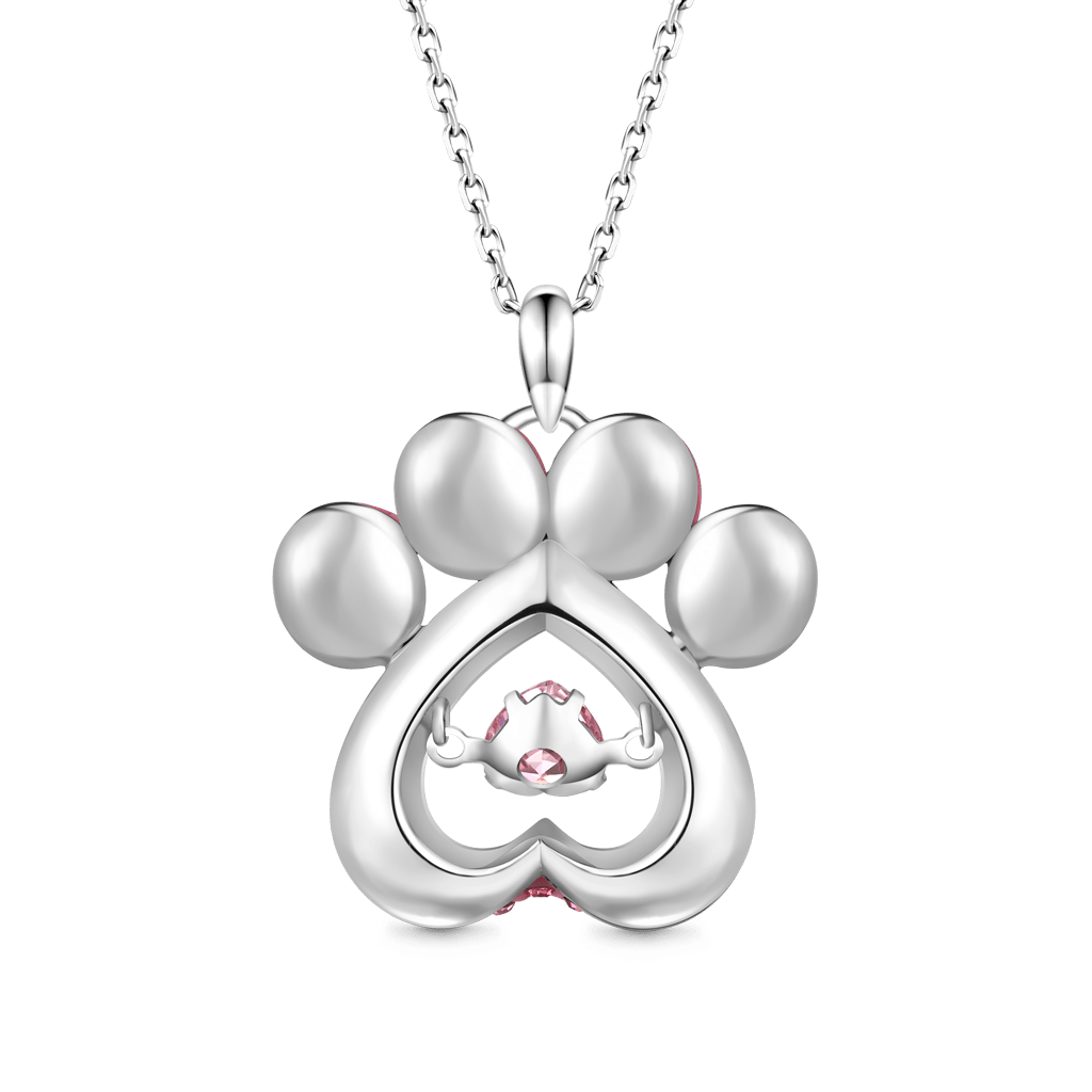 Gnoce Dog Paw Heart Dancing Pendant Necklace_3