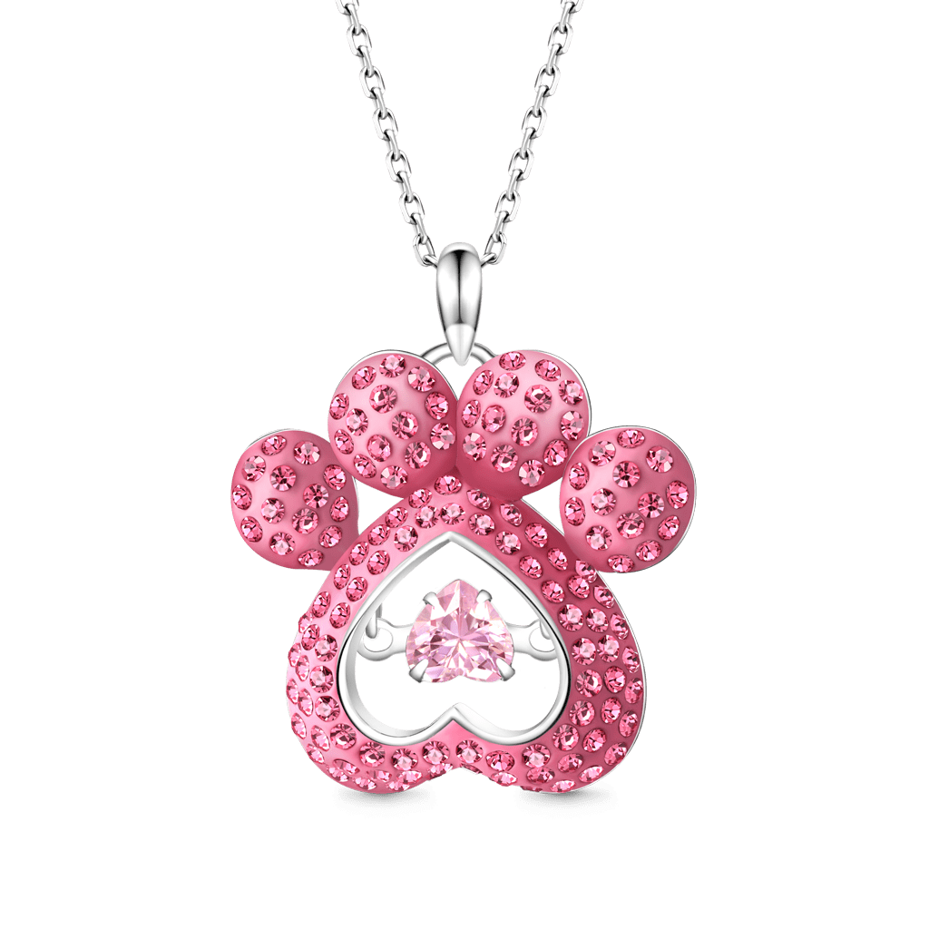 Gnoce Dog Paw Heart Dancing Pendant Necklace_2