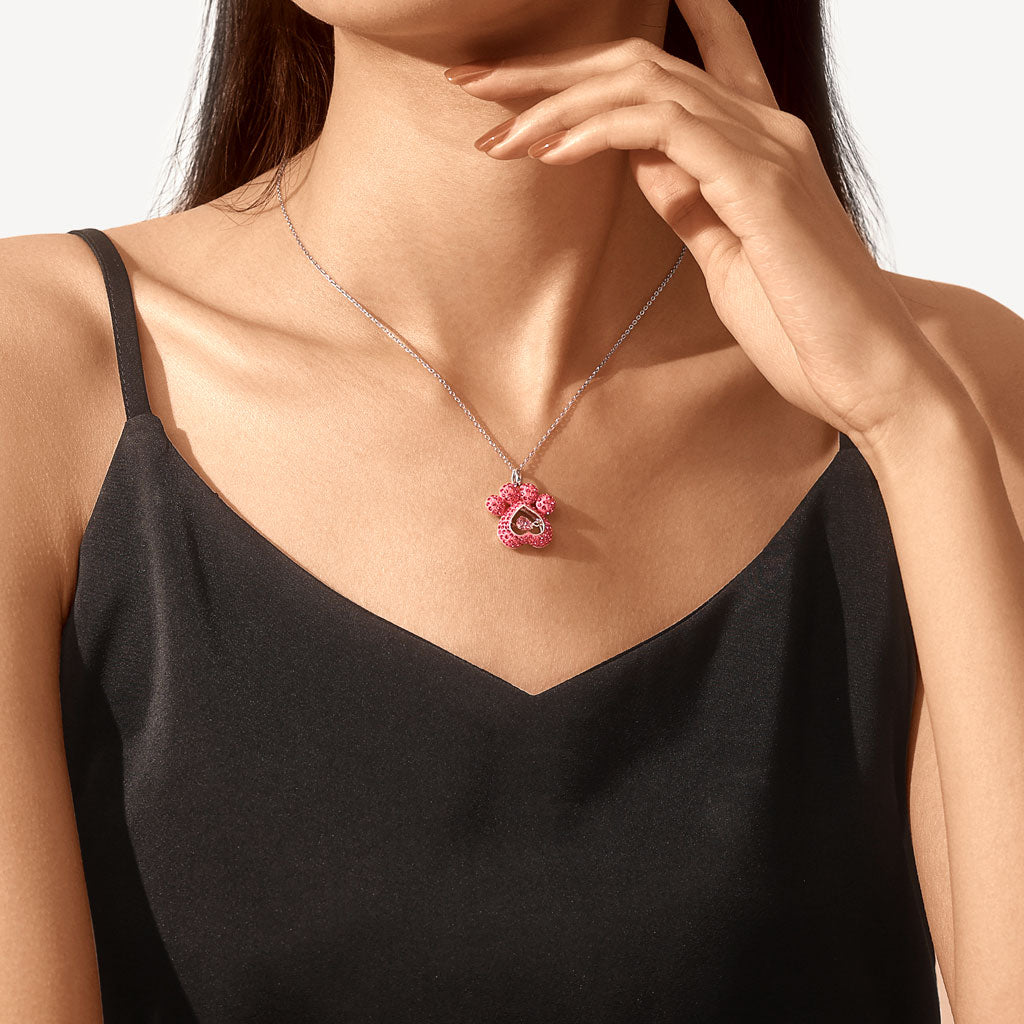 Gnoce Dog Paw Heart Dancing Pendant Necklace_6