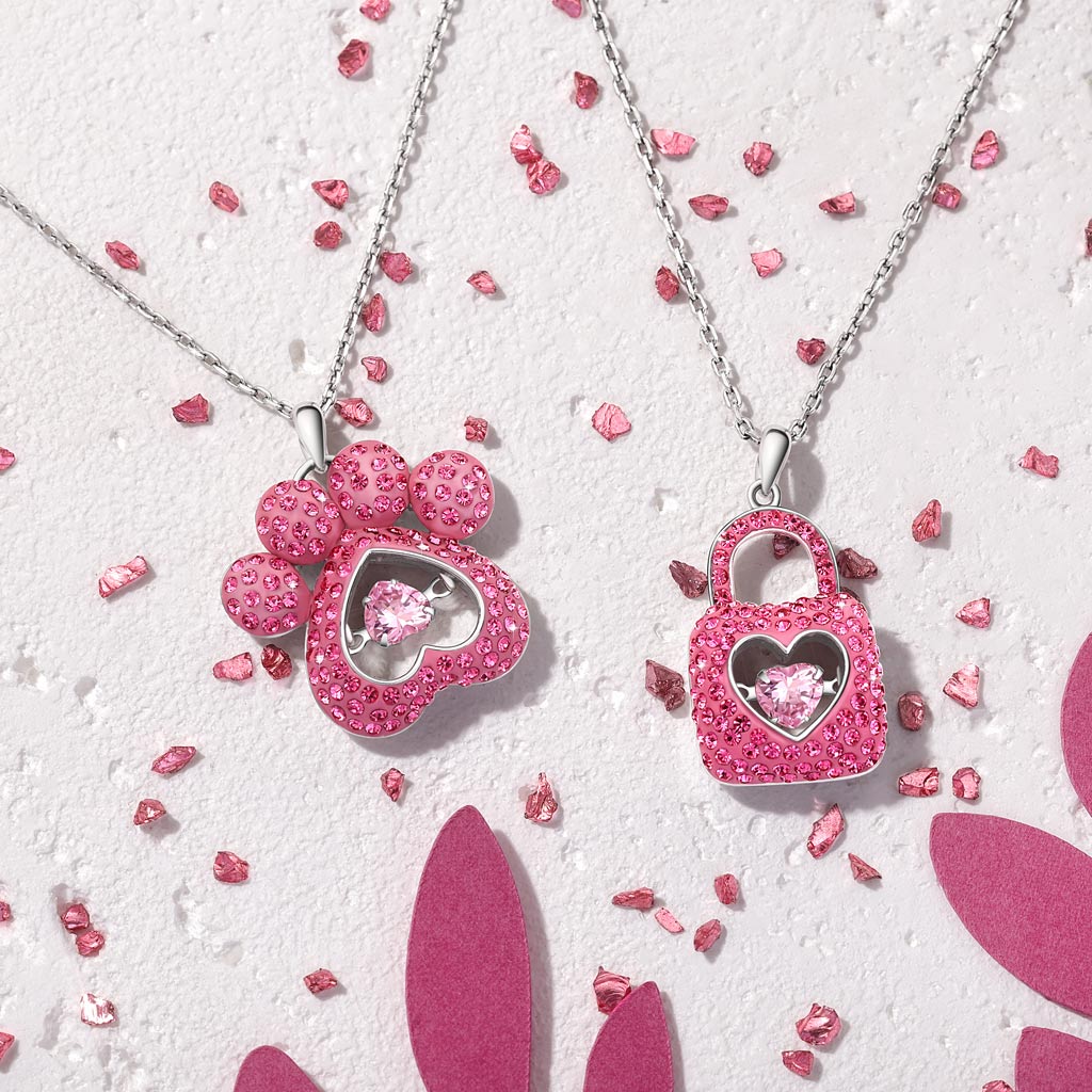 Gnoce Dog Paw Heart Dancing Pendant Necklace_5
