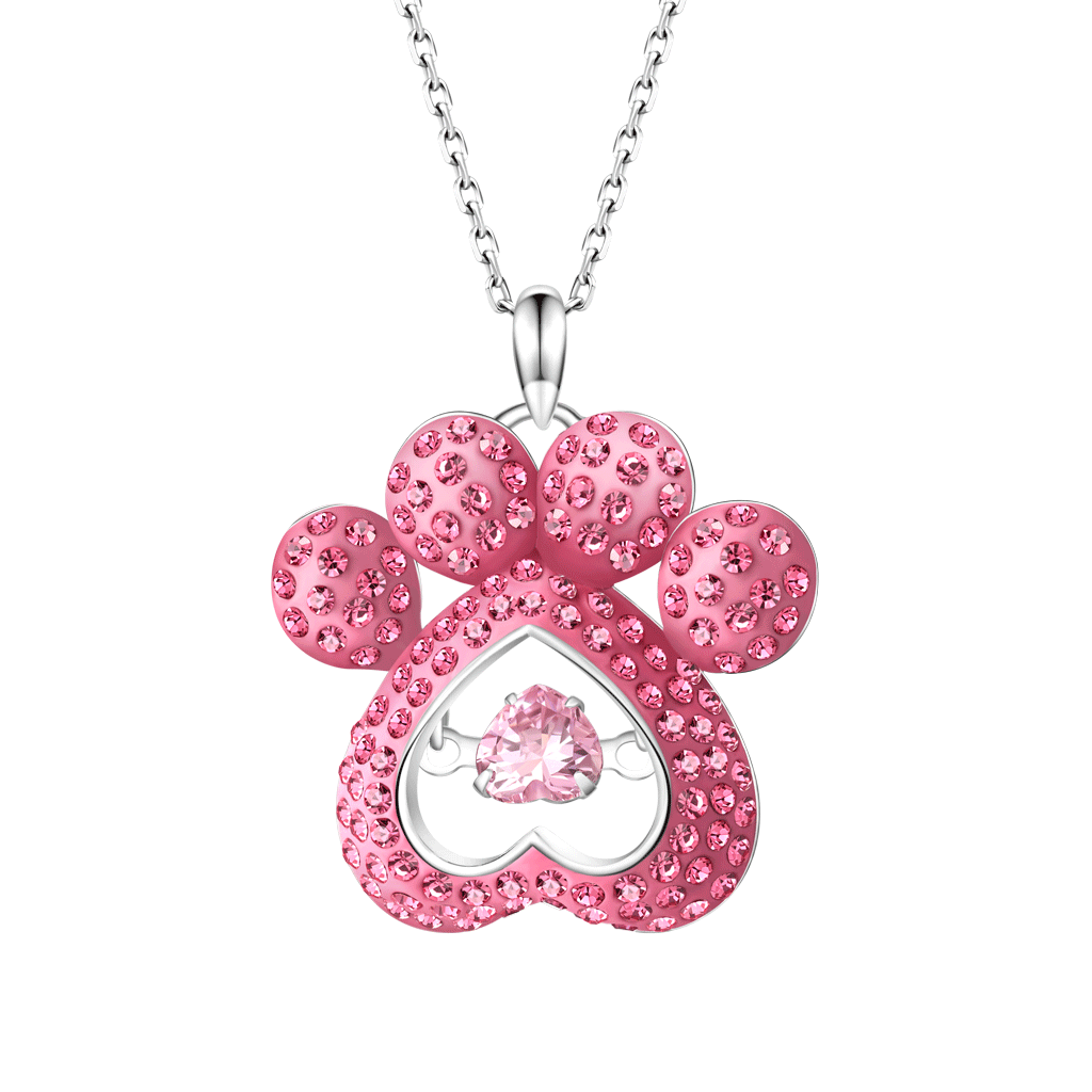 Gnoce Dog Paw Heart Dancing Pendant Necklace_1