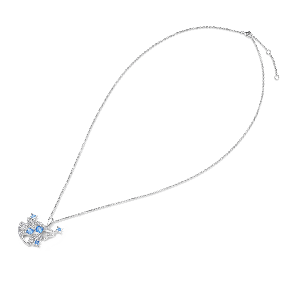 Gnoce Howling Wolf Pave Pendant Necklace_3
