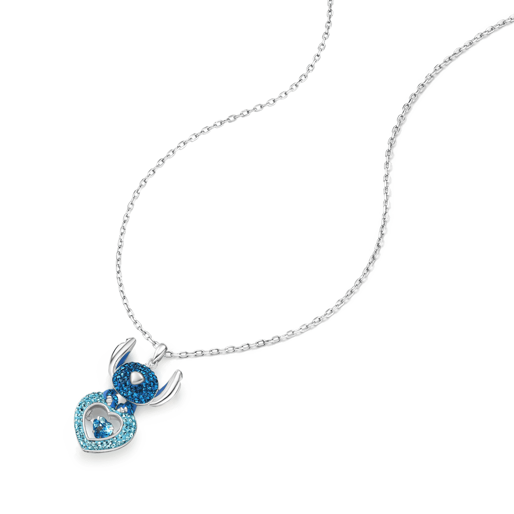 Gnoce Sparkling Pave Dancing Heart Stitch Pendant Necklace_4