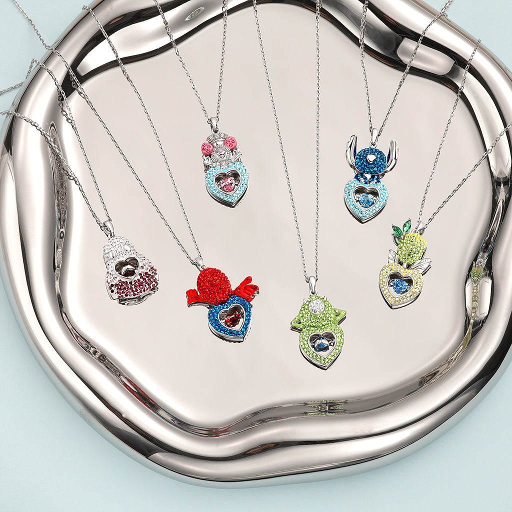 Gnoce Sparkling Pave Dancing Heart Stitch Pendant Necklace_6