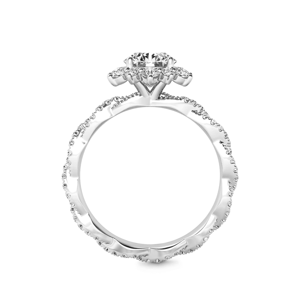 Gnoce Round Cut Cluster Twisted Engagement Ring_3