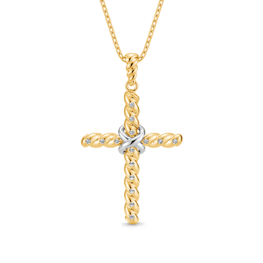 Gnoce Twisted Rope Cross Pendant Necklace_1