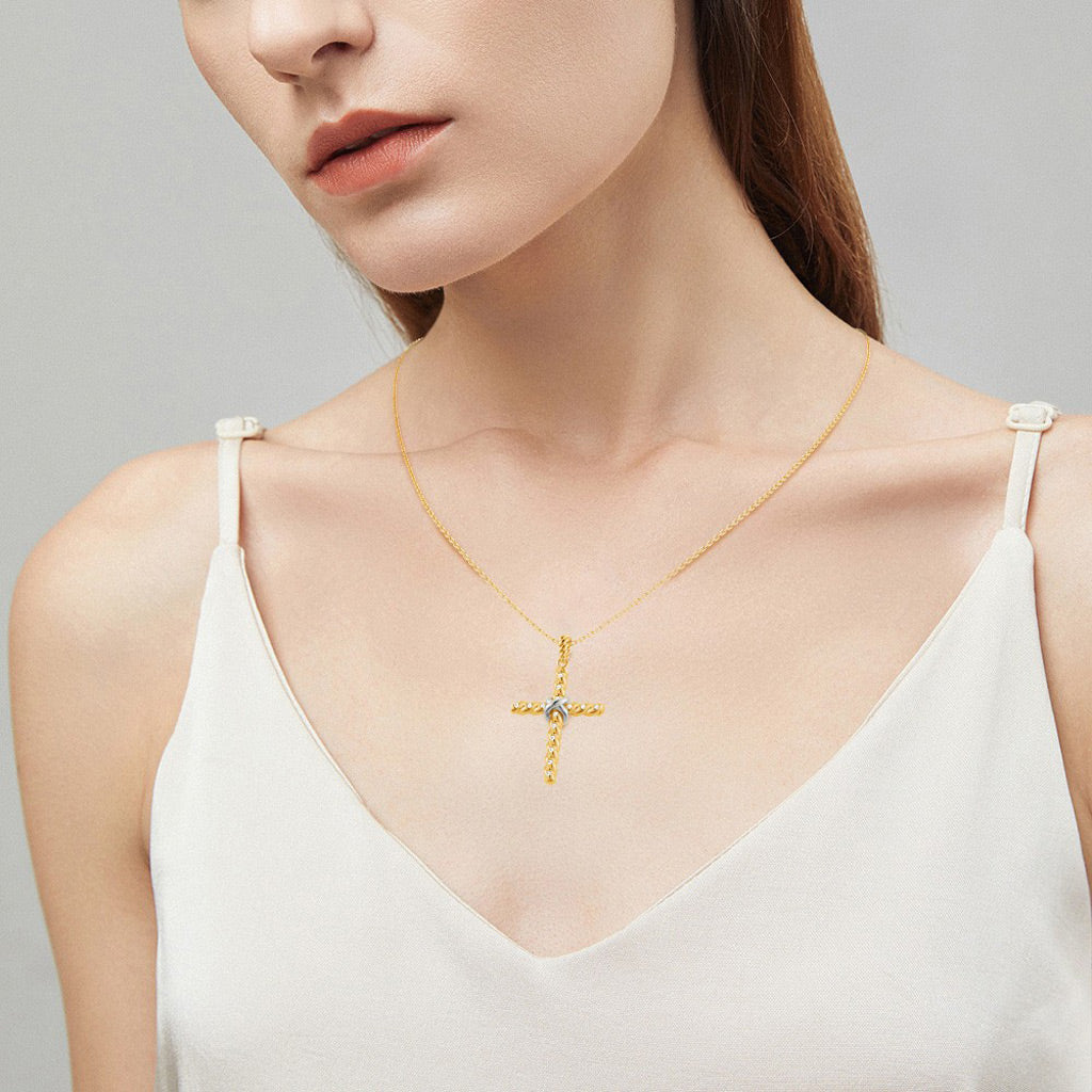 Gnoce Twisted Rope Cross Pendant Necklace_6