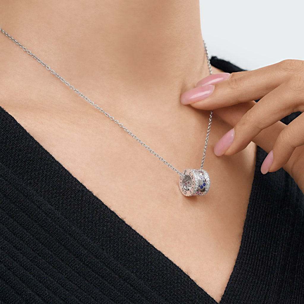 Gnoce Lovely Butterflies Drum Pendant Necklace_4