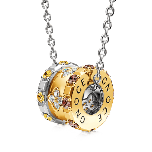 Gnoce Lucky Four-leaf Clover Drum Pendant Necklace_1