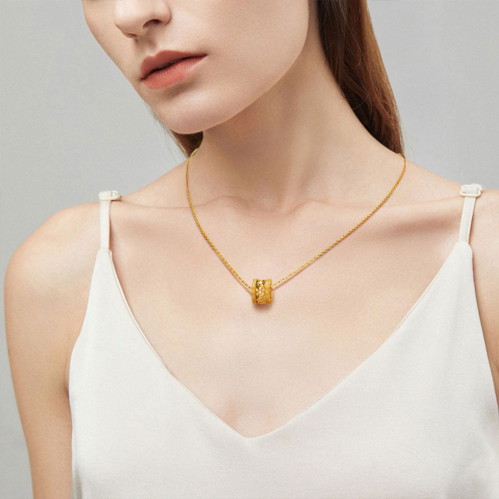 Gnoce Ladybug on Flower Drum Pendant Necklace_3