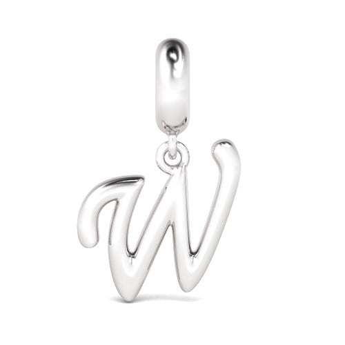 Gnoce "With You Forever"  Letter W 925 Sterling Silver Dangling Charm Great for Bracelet, Choker, Necklace_1