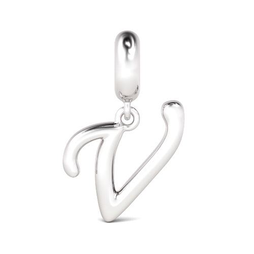 Gnoce "The Vow"  Letter V 925 Sterling Silver Dangling Charm Great for Bracelet, Choker, Necklace_1