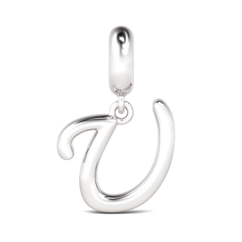 Gnoce "Be Unique" Letter U 925 Sterling Silver Dangling Charm Great for Bracelet, Choker, Necklace_1