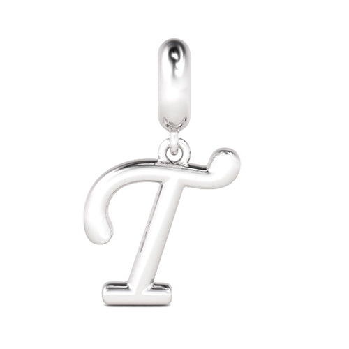 Gnoce "Trust You" Letter T 925 Sterling Silver Dangling Charm Great for Bracelet, Choker, Necklace_1