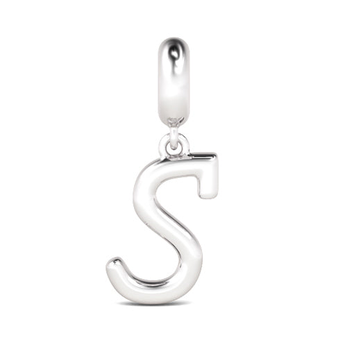 Gnoce "Smile and Let It Go " Letter S 925 Sterling Silver Dangling Charm Great for Bracelet, Choker, Necklace_1