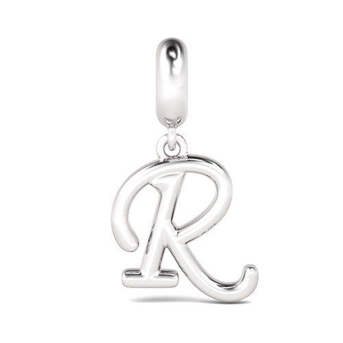 Gnoce "Real Friend"  Letter R 925 Sterling Silver Dangling Charm Great for Bracelet, Choker, Necklace_1