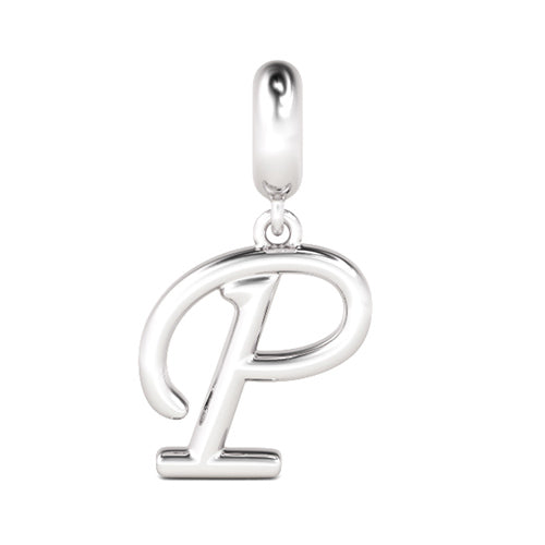 Gnoce "Power of Love"  Letter P 925 Sterling Silver Dangling Charm Great for Bracelet, Choker, Necklace_1