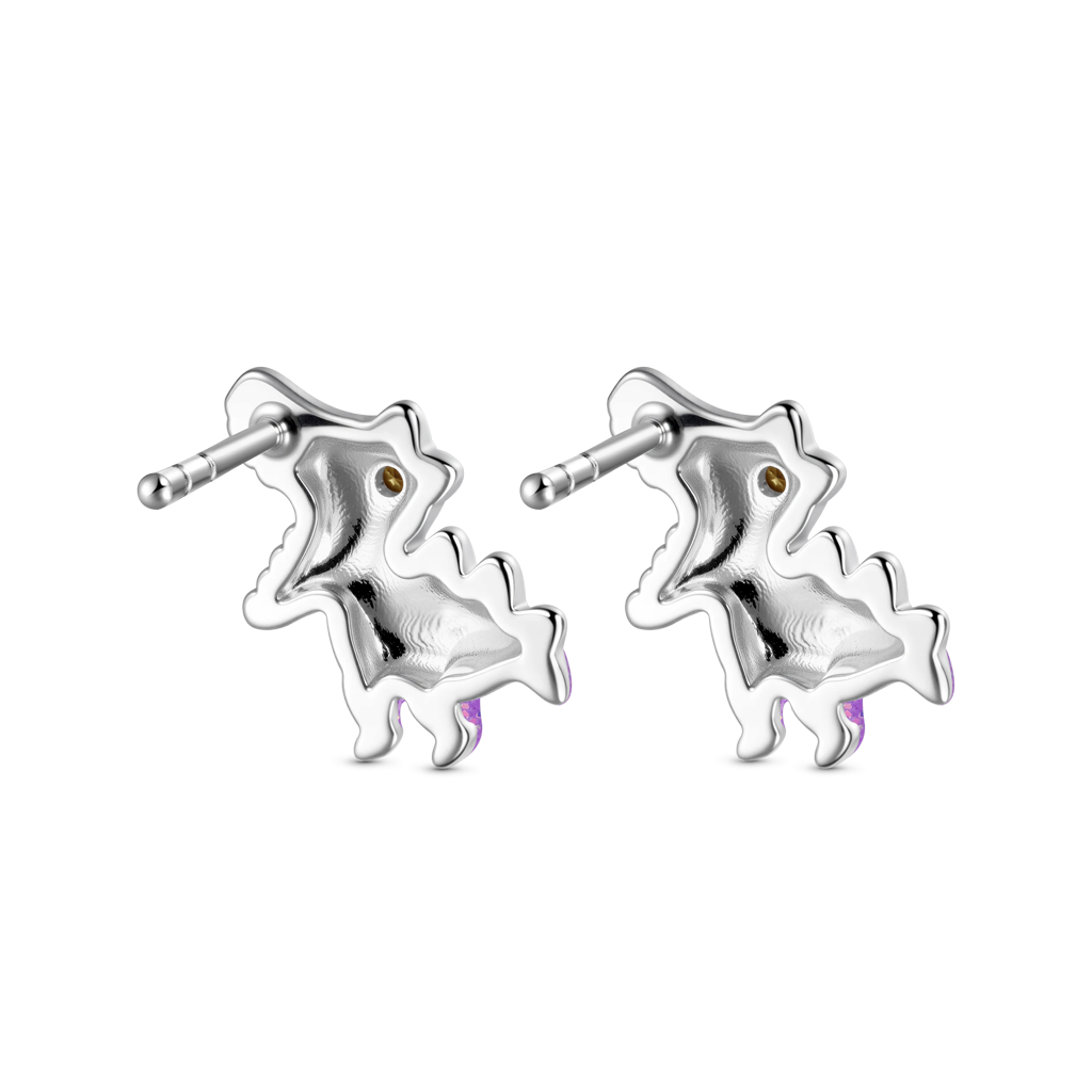 Gnoce Purple Tyrannosaurus Dinosaur Glow-in-the-Dark Stud Earrings_3