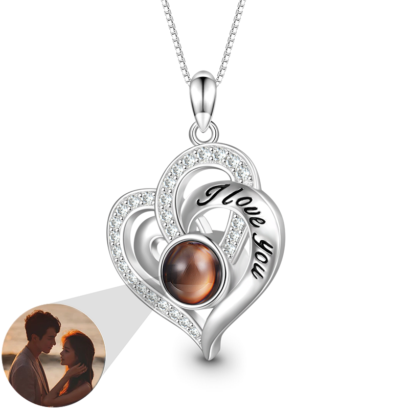 Gnoce Projection Love Heart Personalized Photo Necklace_1