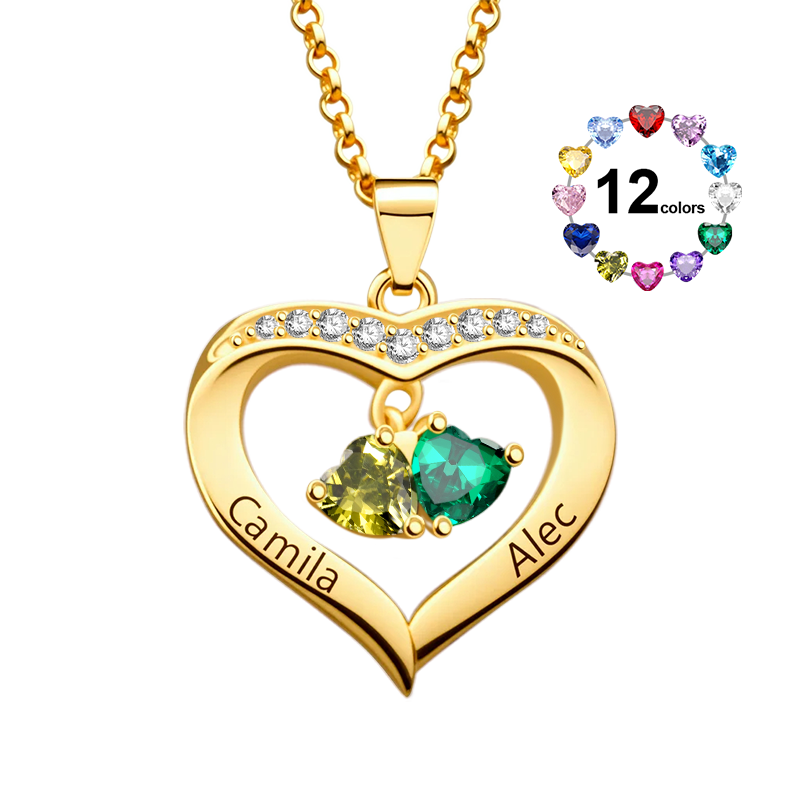 Gnoce Diamonds Love Heart Birthstone Necklace_1