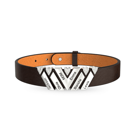 Gnoce Black Punk DIY Leather Personalized Bracelet with 2-6 Clasp_1