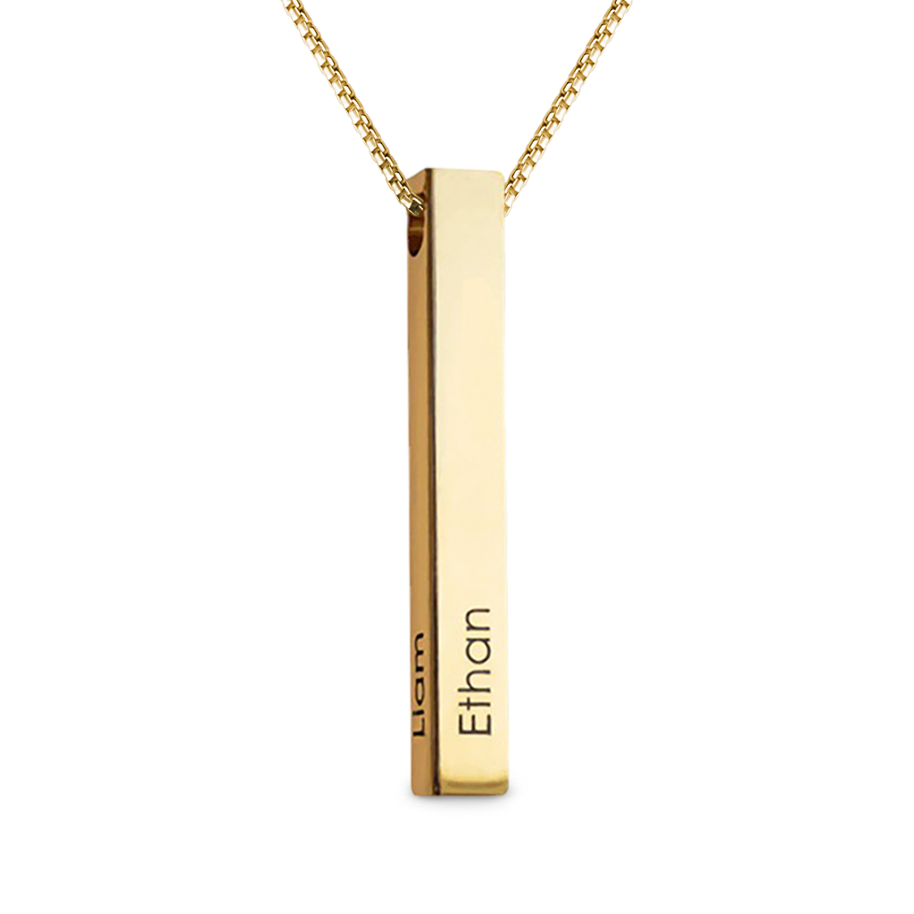 Gnoce Three-dimensional Column Engravable Three-color Necklace_2
