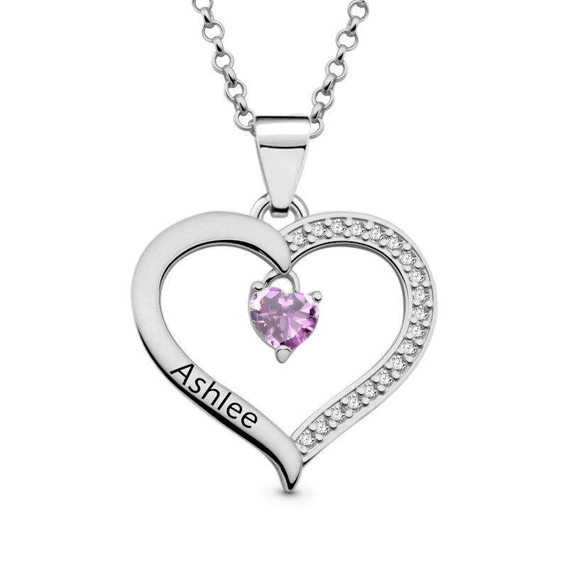 Gnoce Heart Engravable Birthstone Necklace_4
