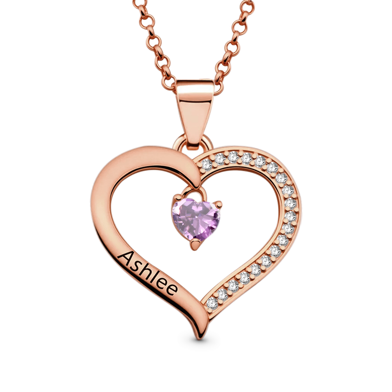 Gnoce Heart Engravable Birthstone Necklace_3